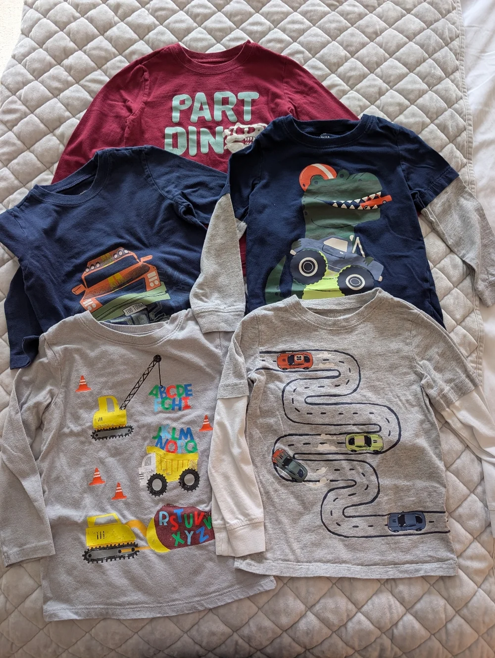 Carter's And Cat & Jack Toddler Boy Long Sleeve Shirt, Size 4T, Set Of 5x Shirts